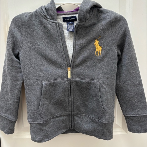BNWOT Grey Polo Ralph Lauren girls (kids) size 6 full zip hoodie - Picture 1 of 5